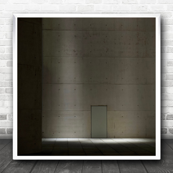 Industry Industrial Concrete Door Dark Portal Square Wall Art Print