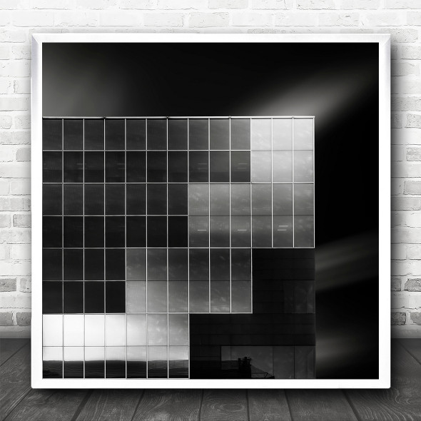 B&W Architecture Facade Tetris Grid Building Square Wall Art Print