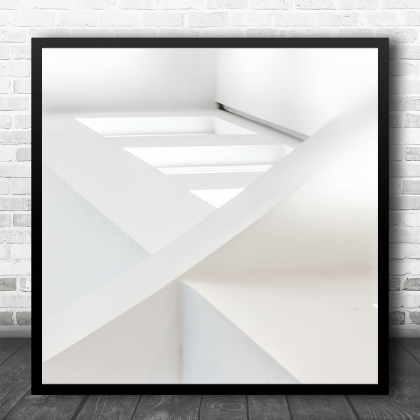 White Abstract Architecture Minimal Building Square Wall Art Print