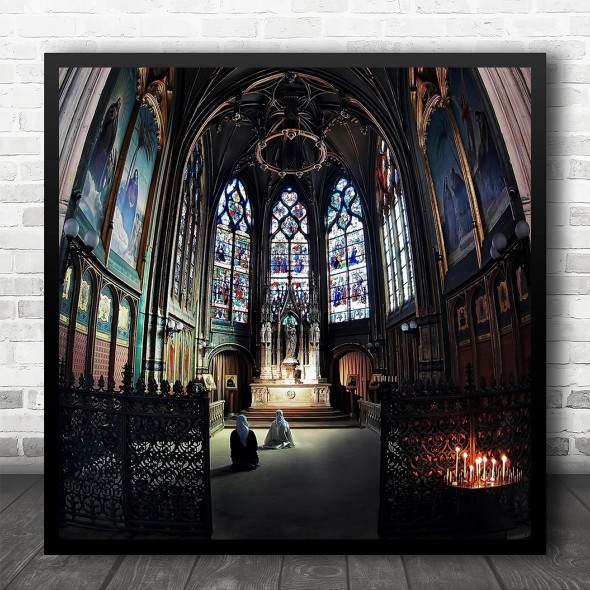 Church Worship Prayer Praying Religion Holy Square Wall Art Print