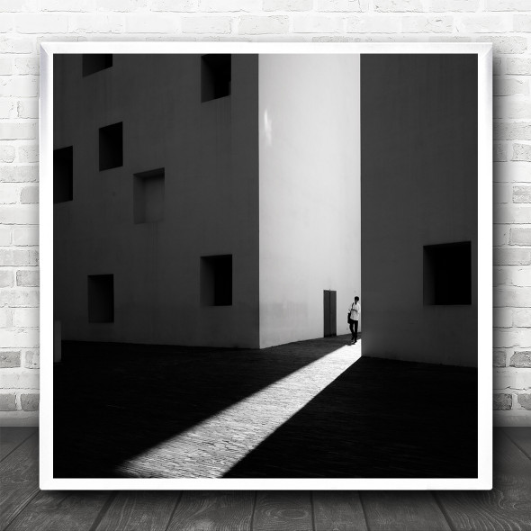 Streetveiw Light Shadow Urban Morning Flats Square Wall Art Print