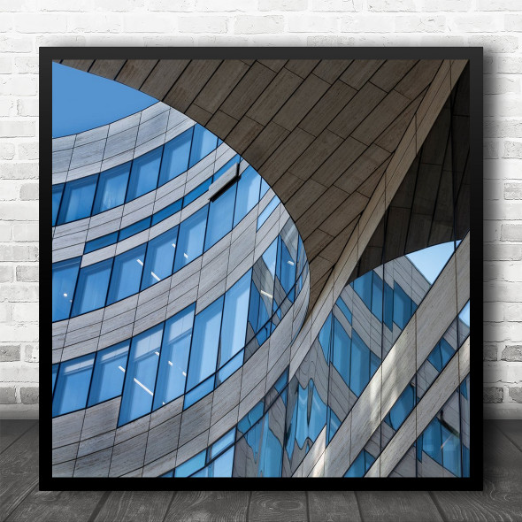 Abstract Building Glass Windows Looking Up Square Wall Art Print