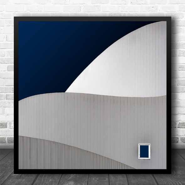 Waves Curve Blue Simple Graphic Minimalism Square Wall Art Print