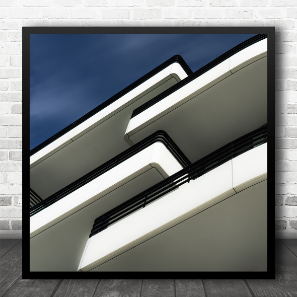 Four White Balconies Look Up View Holiday Square Wall Art Print