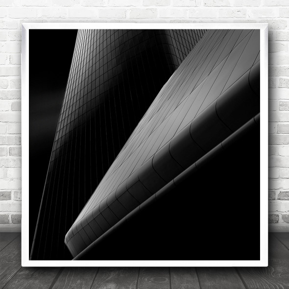 Black And White Abstract Building Lines Square Wall Art Print