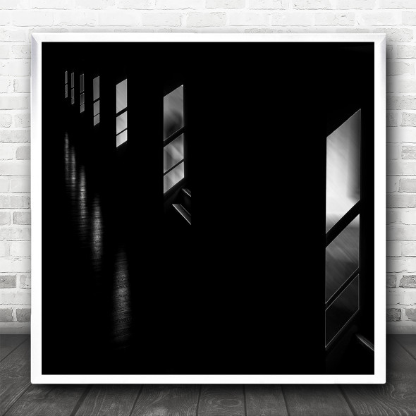 Abstract Dark Windows Geometric Shape Square Wall Art Print