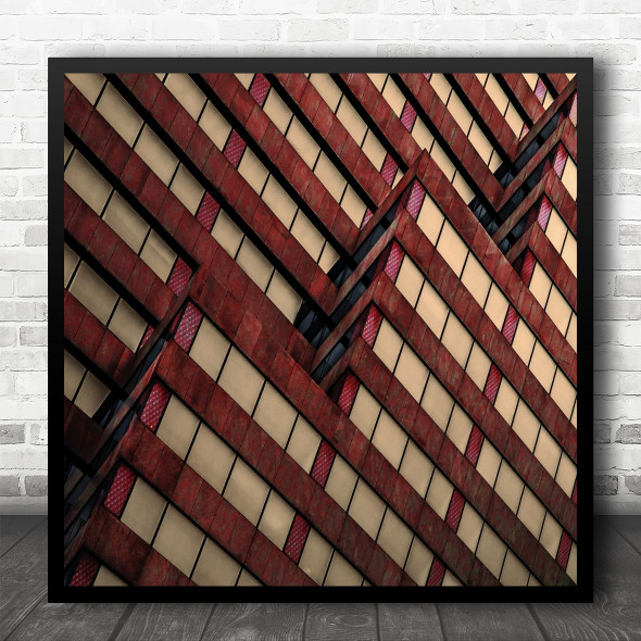 Puzzle Wall Architecture Red Window Square Wall Art Print