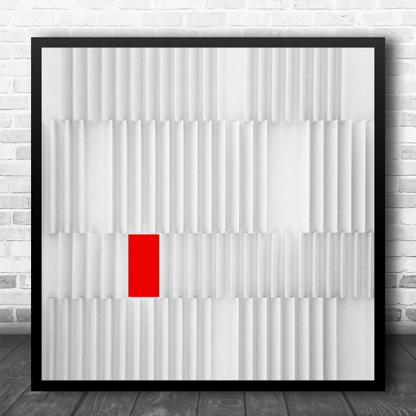 Abstract White Wall Beams Red Dot Square Wall Art Print