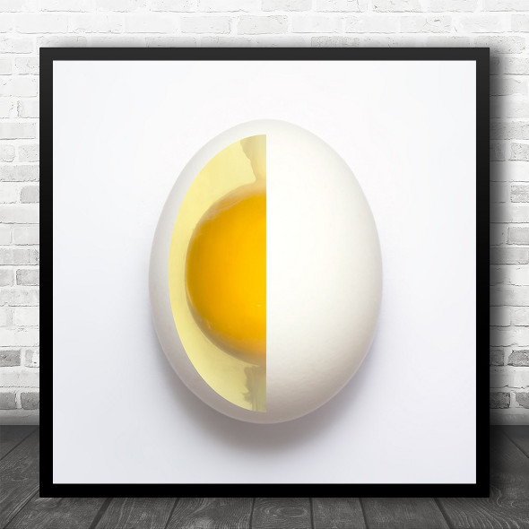 Egg Yolk Yellow White Shell Core Kitchen Still Square Wall Art Print