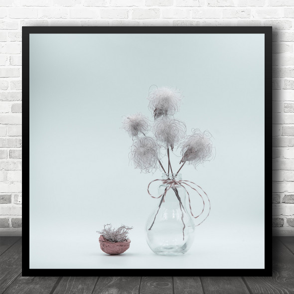 High Key High-Key Simple Simplicity Vase Seeds Seed Seedling Square Art Print