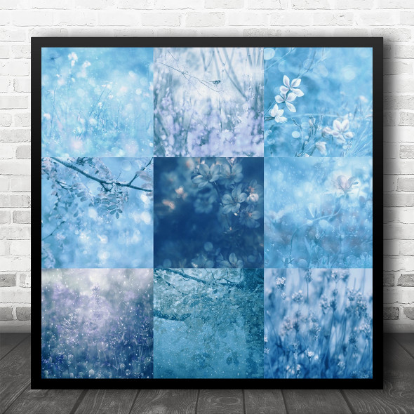 Shades Of Blue Times Of The Seasons Weather Square Wall Art Print