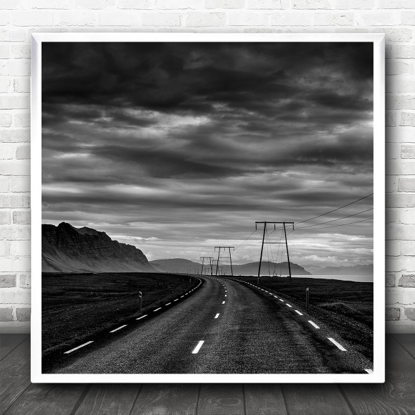 Landscape Road Way Perspective Vanishing Point Drive Driving B&W Square Print