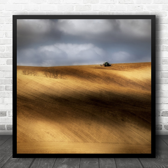 Moravia Landscape Fields Tractor Czech Republic Field Square Wall Art Print