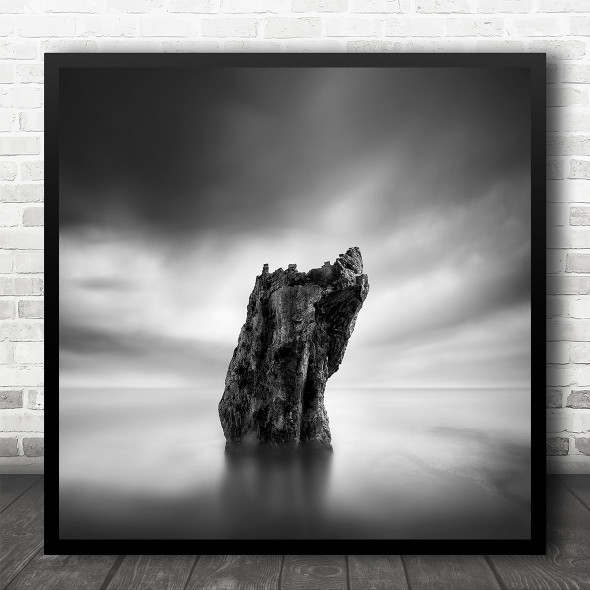 Fine Art Black And White Nature Water Landscape Rock Square Wall Art Print