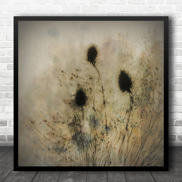 Seed Autumn Multiple Exposure Scottish Thistle Square Wall Art Print