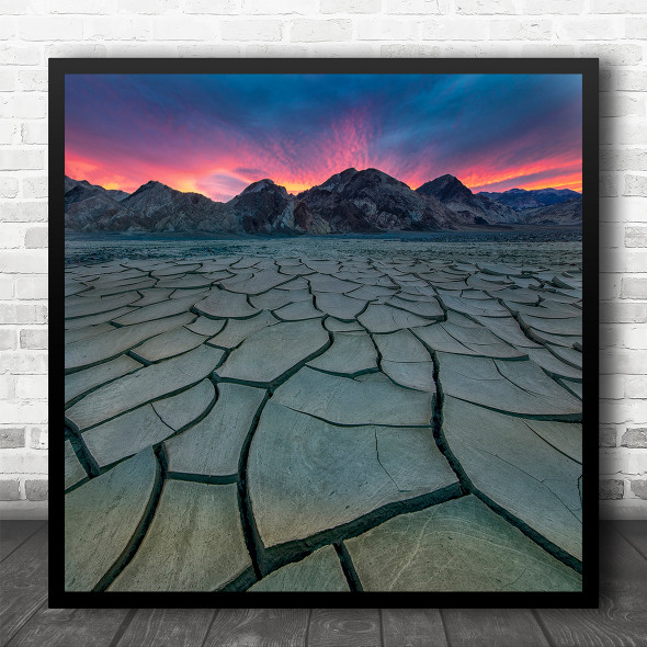 Desert Dried Sand Landscape Sunset California Square Wall Art Print