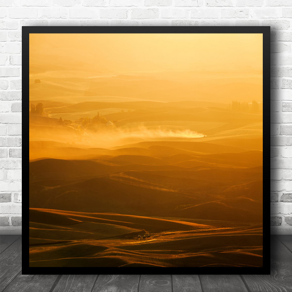 Golden Landscape Sunset Desert Sand Dunes Square Wall Art Print