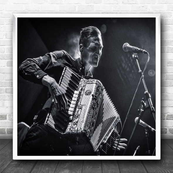 Black And White Concert Weltmeister Accordions Performer Square Wall Art Print