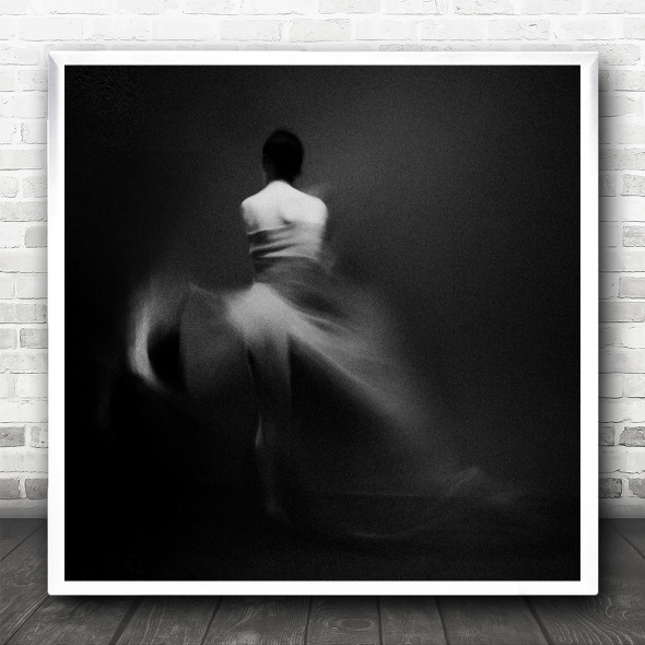 Blur Grain Dance Woman Dancing Square Grainy Motion Blurry Square Wall Art Print