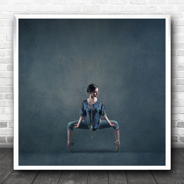 Pose Performance Girl Woman Model Sit Sitting Dance Dancer Square Wall Art Print