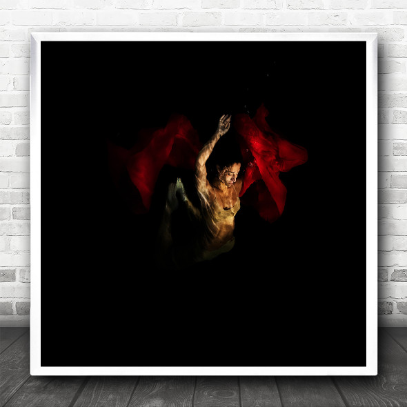 Underwater Dark Low Key Creative Edit Black Background Square Wall Art Print