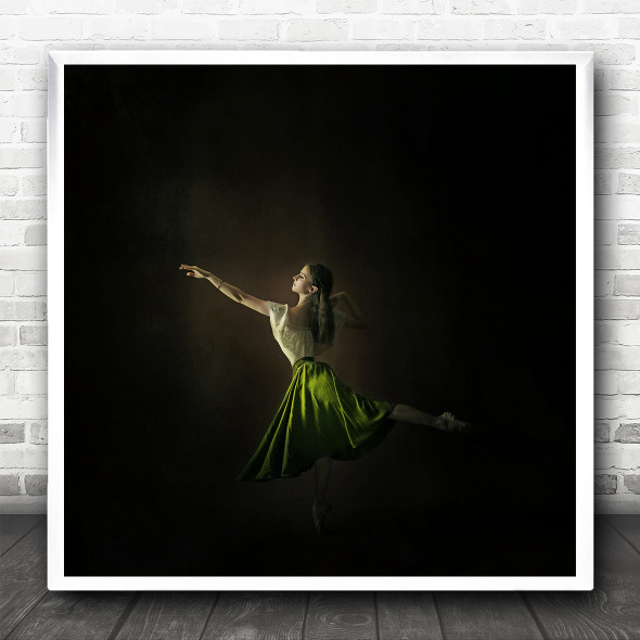 Still Life Portrait Dancer Angelic Green Skirt Ballet Square Wall Art Print