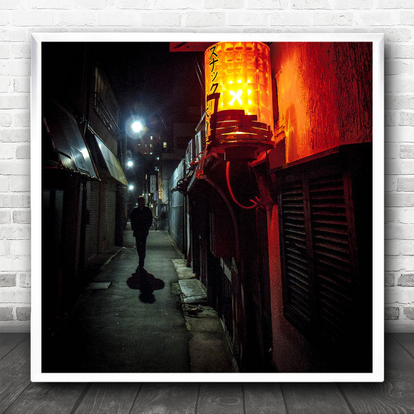 Street photography China Town Glowing Night Walking Square Wall Art Print