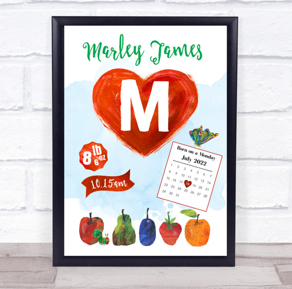 Birth Details Nursery Christening New Baby Hungry Caterpillar Gift Print