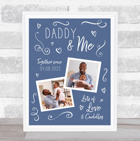 Daddy And Me Photo Nursery Blue Doodle Father's Day Birthday Gift Nursery Print