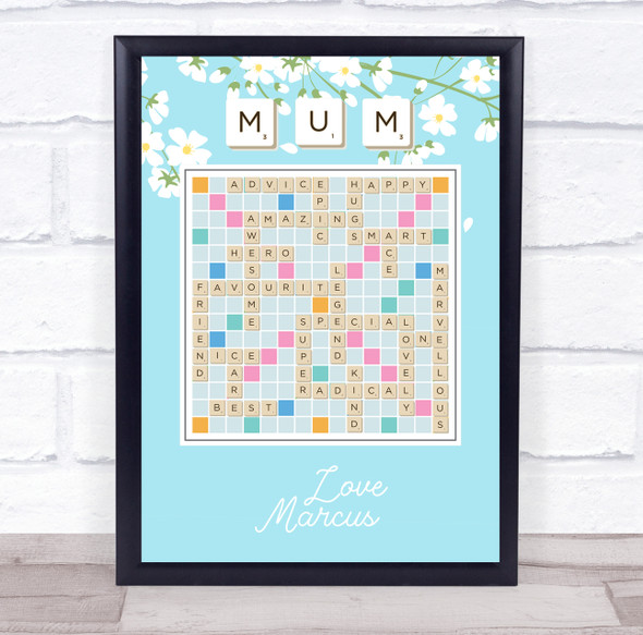 Scrabble With Mum Beautiful Floral Personalised Gift Art Print