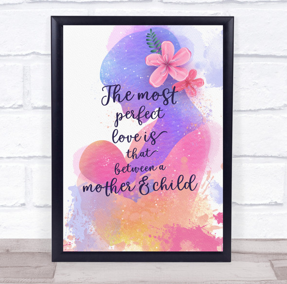 Pink And Purple Watercolour Silhouette Of Woman Holding Child Gift Print