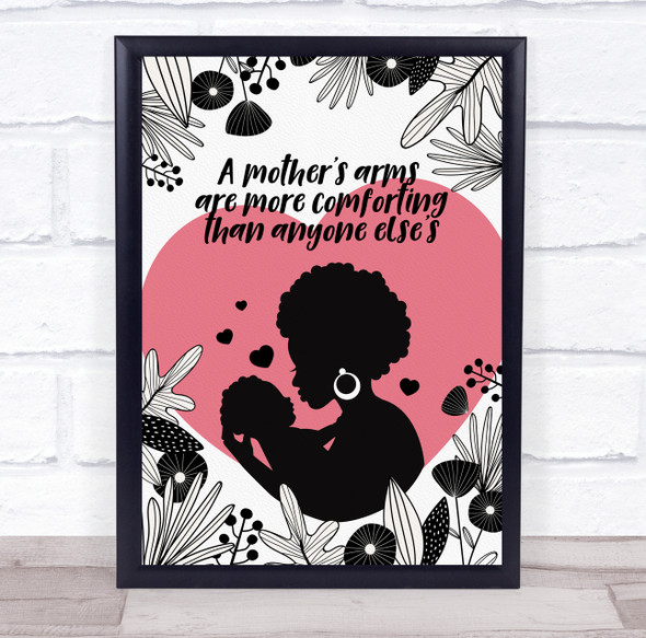 Silhouette Of Woman Holding Child Flowers Wall Print Personalised Gift Print