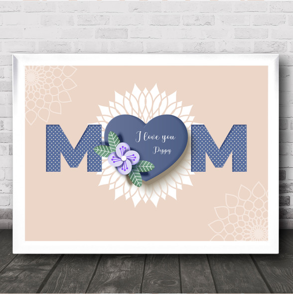 Blue Heart Mother's Day Mum Personalised Gift Art Print