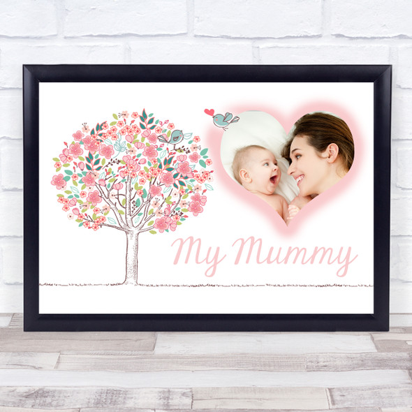 Floral Love Bird Tree & Heart Photo Mother's Day Personalised Gift Art Print
