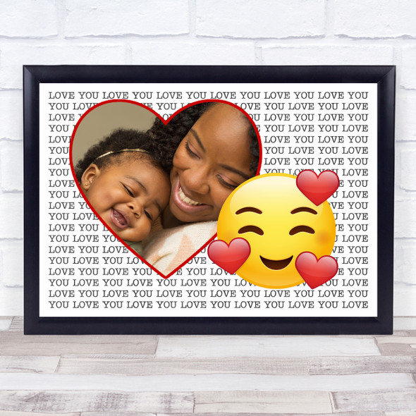 Love Heart Emoji & Photo Love You Personalised Gift Art Print