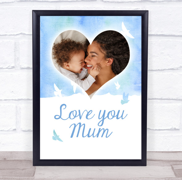 Photo Heart Mother's Day Sky Birds Personalised Gift Art Print