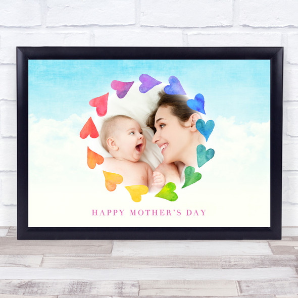 Rainbow Hearts Photo Mother's Day Personalised Gift Art Print