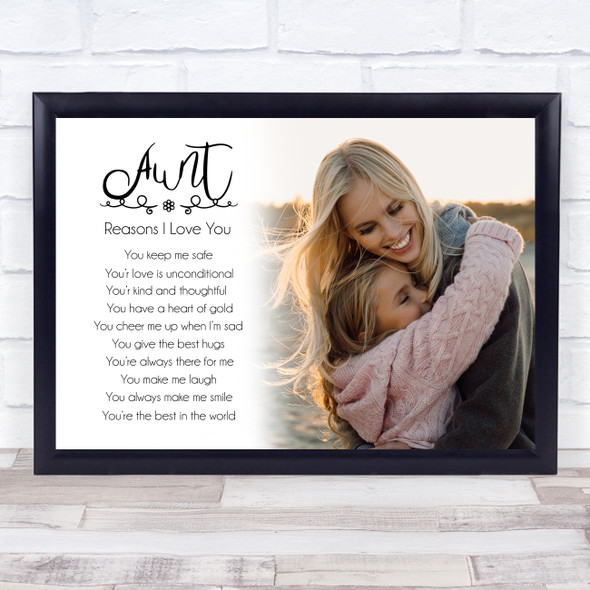 Reasons I Love You Aunt Photo Personalised Gift Art Print