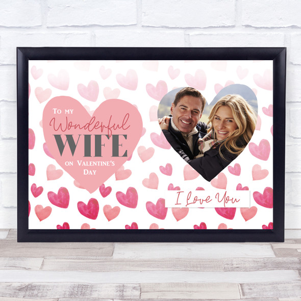 Wonderful Wife Valentine's Day Photo Hearts I Love You Personalised Gift Print