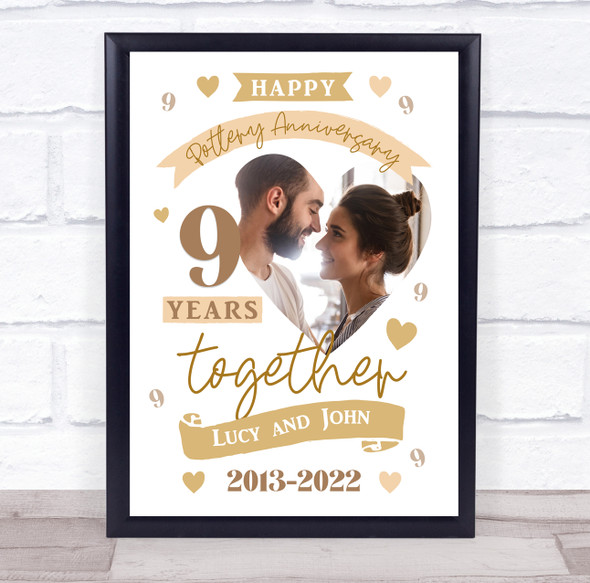 9 Years Together 9th Wedding Anniversary Pottery Photo Personalised Gift Print