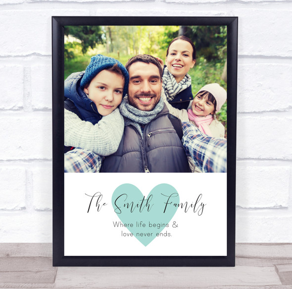 Family Photo Heart Quote Personalised Gift Art Print