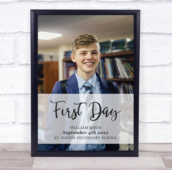 First Day Of School Photo Minimal Details Personalised Gift Art Print