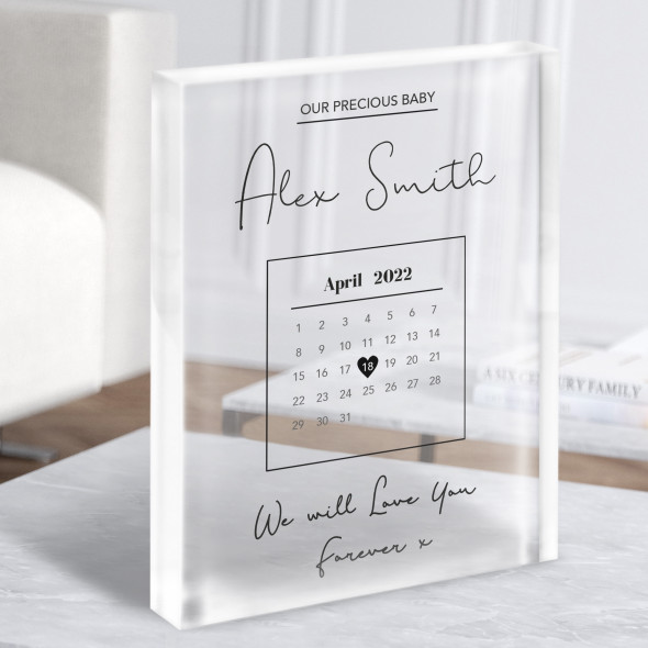 Baby Due Date Birthday Special Date Calendar Memorial Acrylic Block