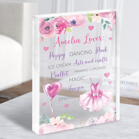 Ballerina Ballet Girl Pink Loves And Favourite Things Acrylic Block