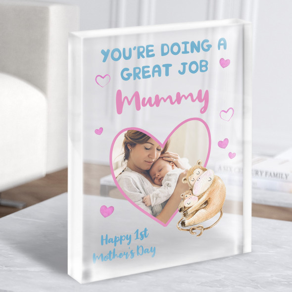 Monkey First Mothers Day Photo Personalised Acrylic Block