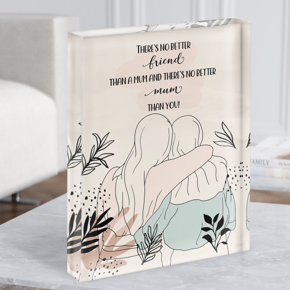 Line Art Mum And Daughter Personalised Acrylic Block