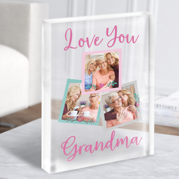Love You Grandma Photo Personalised Acrylic Block