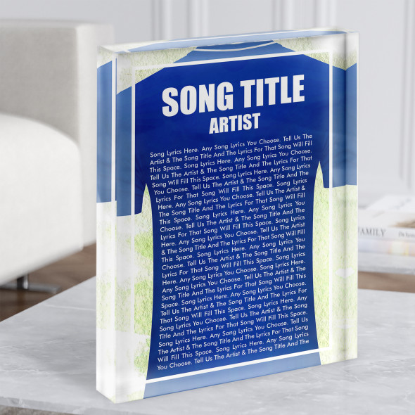 Football Shirt Any Colour Any Song Lyric Acrylic Block