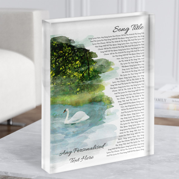 Swan Lake Memorial Any Song Lyric Acrylic Block