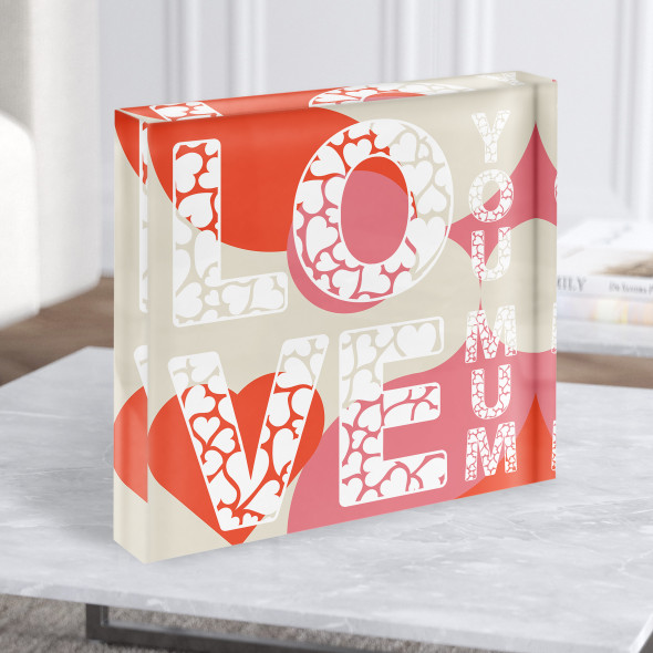 Retro Love You Mum Mother's Day Square Personalised Acrylic Block